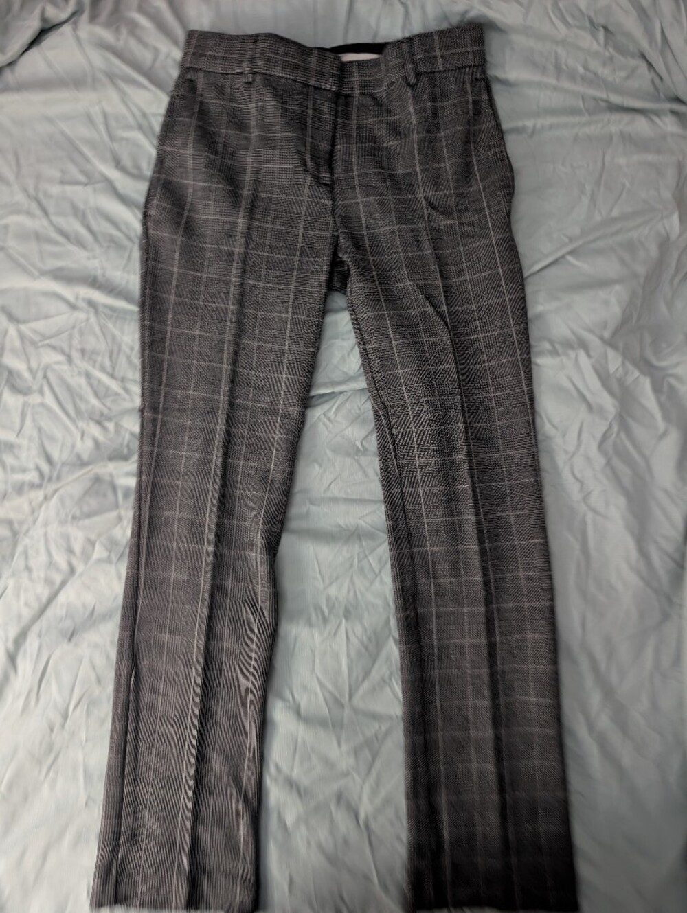 Gray Plaid Dress Pants - Classic Windowpane Trousers